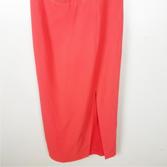 LOVERS + FRIENDS Lazo Blood Orange Midi Dress Leg Slit Asymmetrical Strap US L - Picture 6 of 11